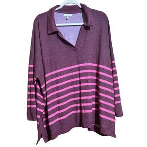 Maurices Sweatshirt Womens 2X Multicolor Stripe Stretch Pullover Sweater